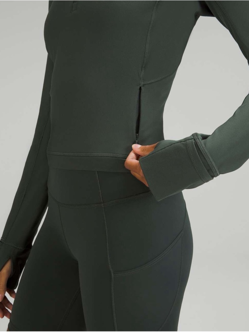 lululemon athletica Dark Green Long Sleeve Crop Top - Picture 3 of 7